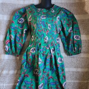 Clare V Green Floral Long Sleeve Dress